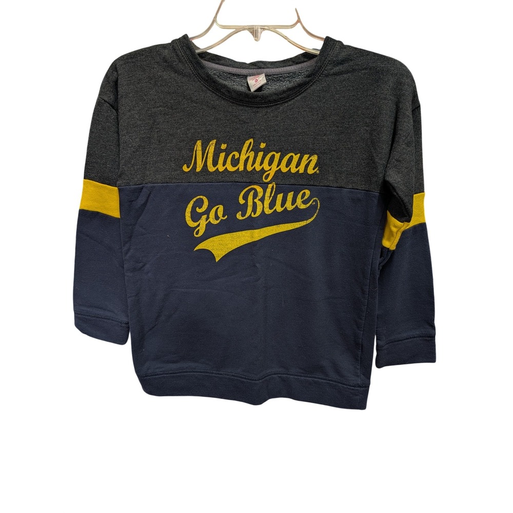 Colosseum Michigan Sweatshirt Girls XL 14-16 Navy Grey Excellent Go Blue Graphic